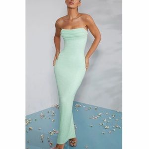 PALERMO | Embellished Bandeau Cowl Neck Maxi Dress in Mint
